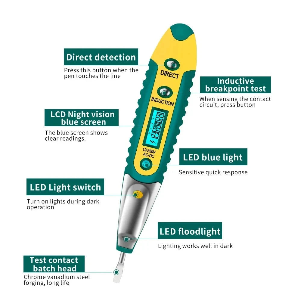 Digital Test Pencil Tester Electrical Voltage Detector Pen LCD Display Screwdriver  AC/DC 12-250V Tools