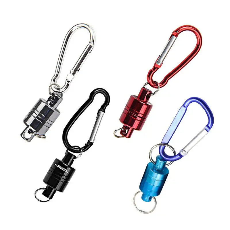 Strong Magnetic Release Clip Net Holder Aluminum Alloy Carabiner Keychain Hook Fishing Coil Carabiner Buckle