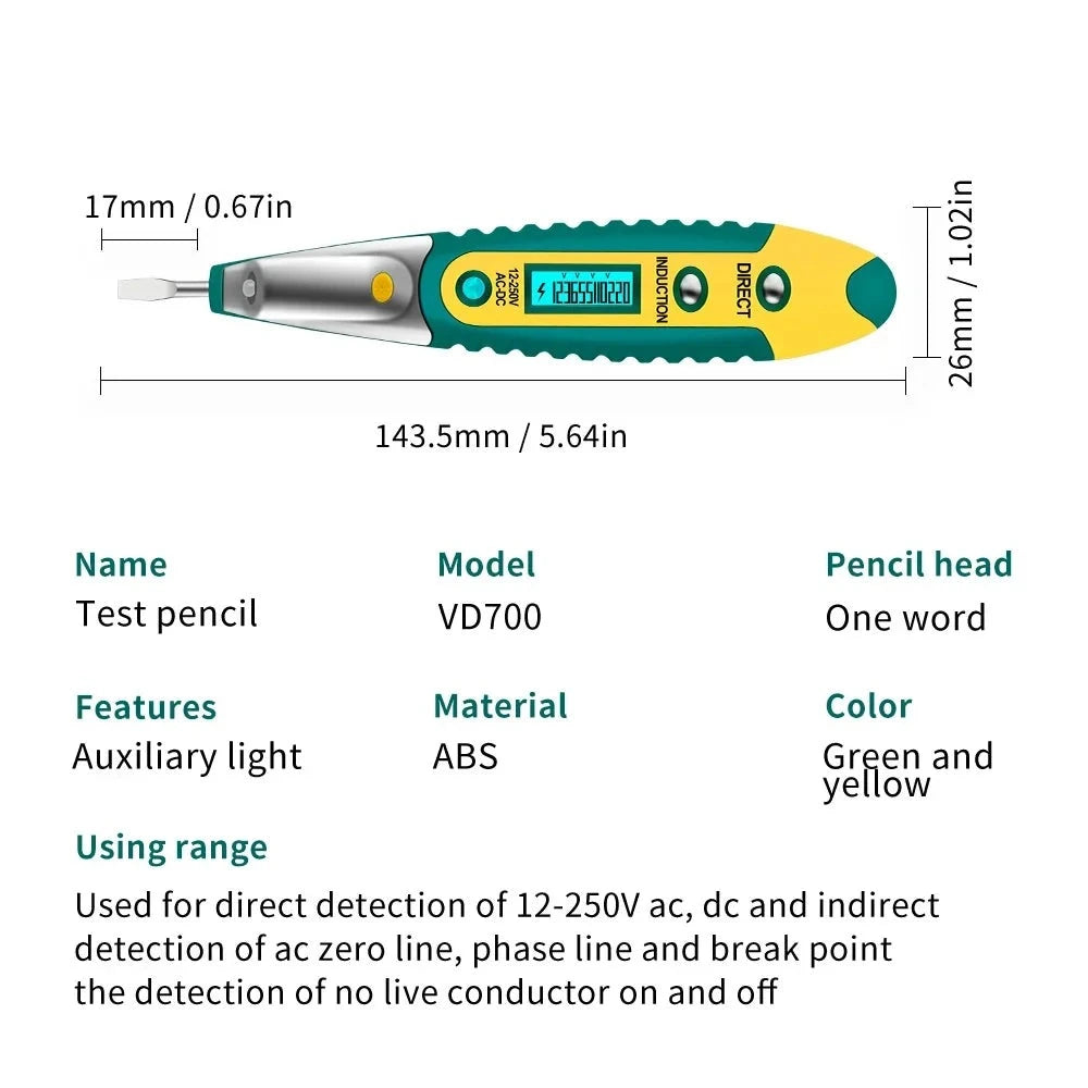 Digital Test Pencil Tester Electrical Voltage Detector Pen LCD Display Screwdriver  AC/DC 12-250V Tools