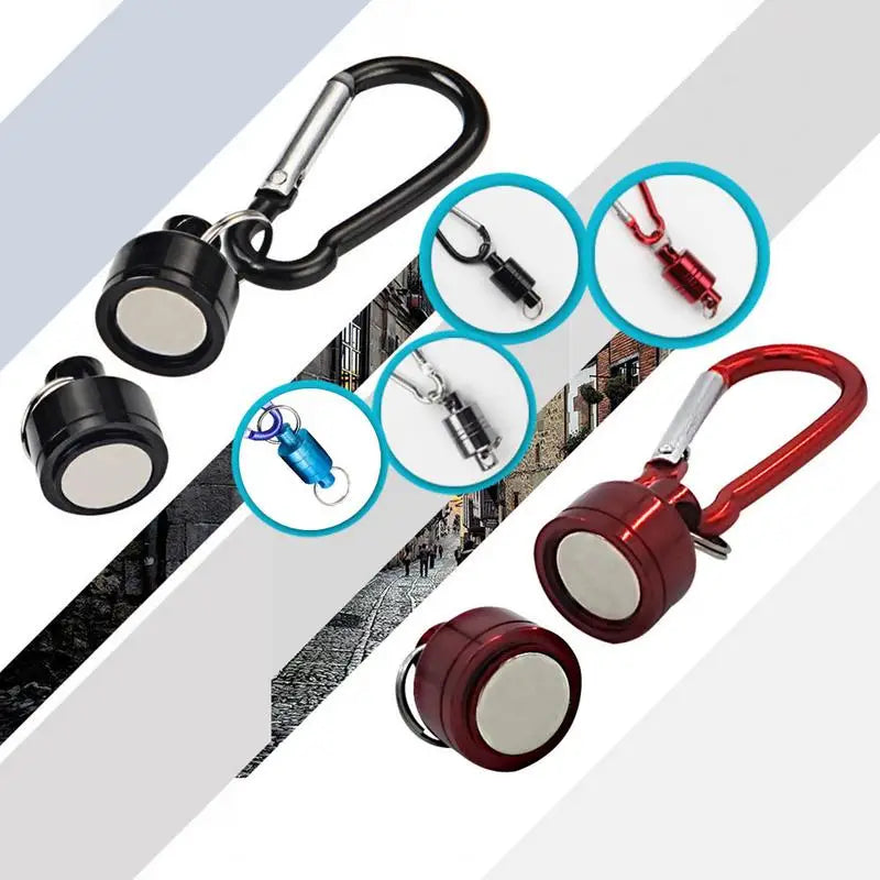 Strong Magnetic Release Clip Net Holder Aluminum Alloy Carabiner Keychain Hook Fishing Coil Carabiner Buckle