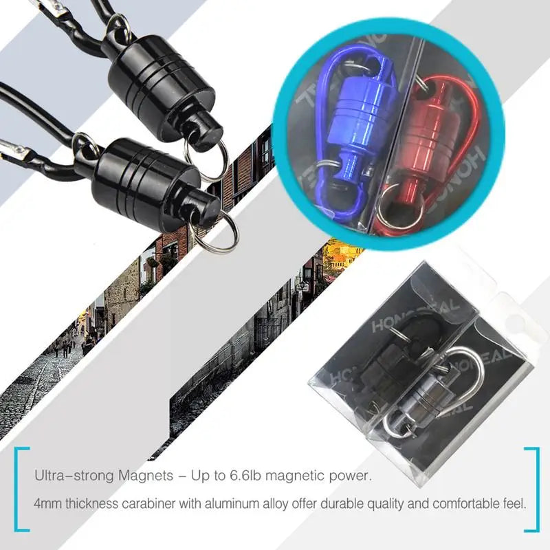 Strong Magnetic Release Clip Net Holder Aluminum Alloy Carabiner Keychain Hook Fishing Coil Carabiner Buckle