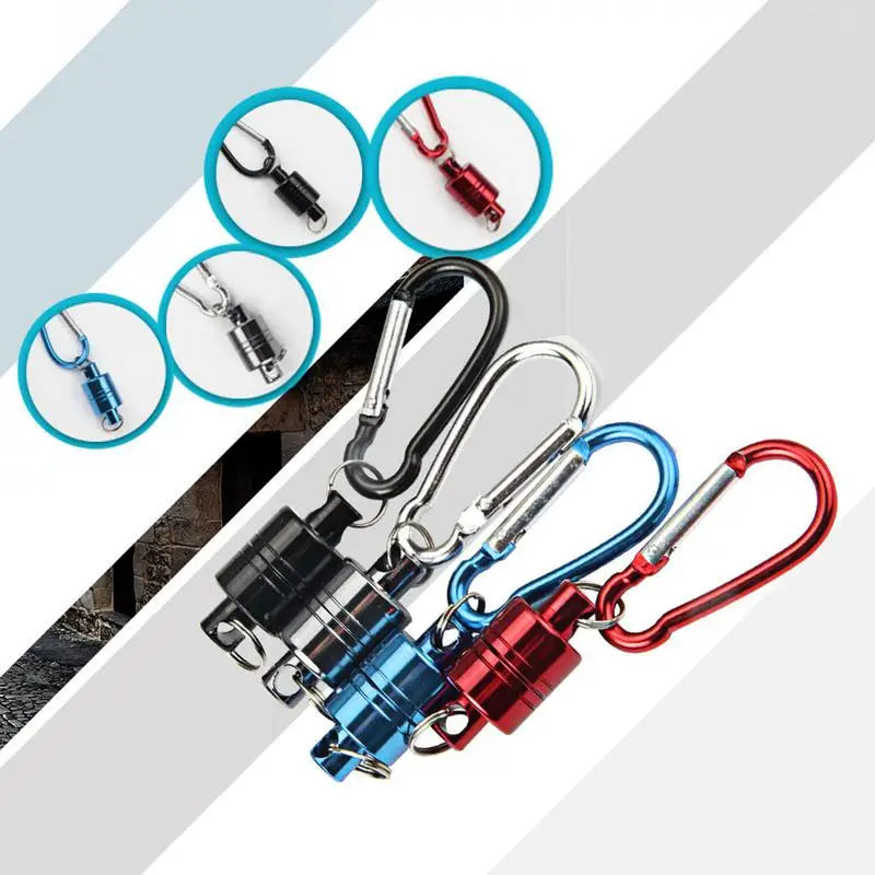 Strong Magnetic Release Clip Net Holder Aluminum Alloy Carabiner Keychain Hook Fishing Coil Carabiner Buckle