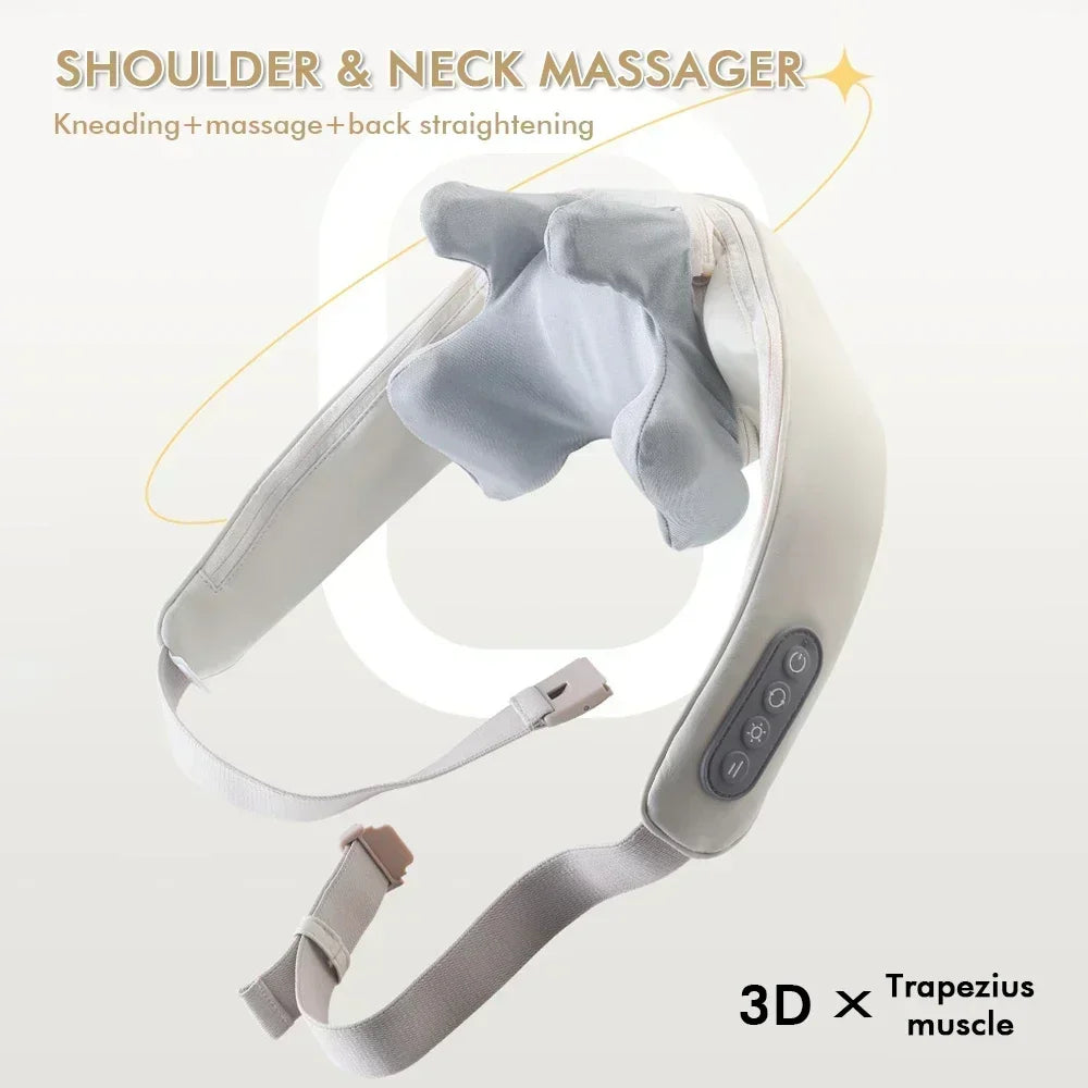 Electric Neck And Shoulder Back Massager - Wireless Neck Kneading Massage & Relaxing Cervical Back Muscle