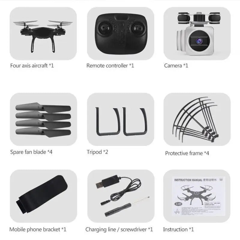 Wi-Fi Remote Control 1080P WIFI FPV Drone 200W HD Camera RC Quadcopter Drones Gift Toy